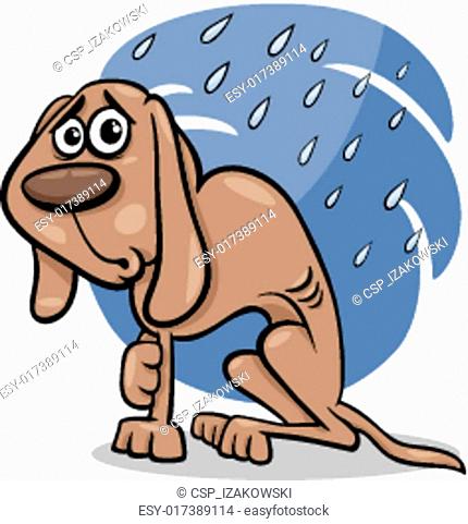 Poor homeless dog cartoon illustration Stock Photos and Images |  agefotostock