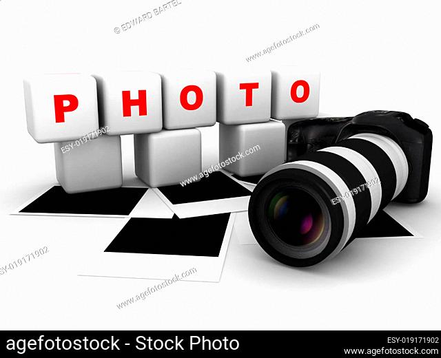 photo camera with polaroid frames