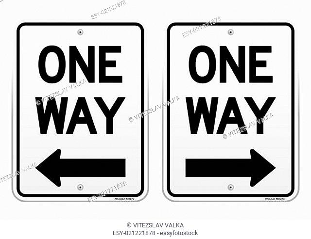 White One Way Signs