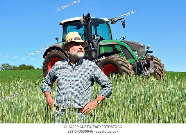 portrait of a farmer on the field. Porqueres, Girona province, Spain