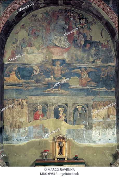 The Last Judgment, by Cristoforo da Lendinara, 1460, 15th Century, fresco. Italy; Emilia Romagna; Modena; San Geminiano Cathedral; navata destra. All