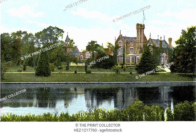 Oakley Court, Near Bray, Berkshire, 20th Century. The house was built in 1859 for Sir Richard Hall-Say. Postcard from The Souvenir Album