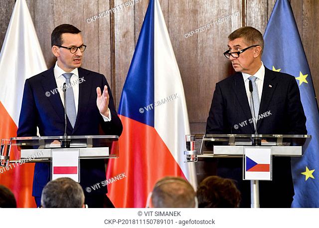 Fifth joint talks of Czech and Polish governments, with PMs Andrej Babis (right) and Mateusz Morawiecki (left) to discuss economic issues