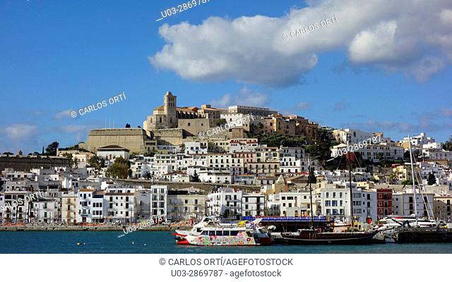 City of Ibiza, capital town of Ibiza island, Baleric islands, Spain, Europe