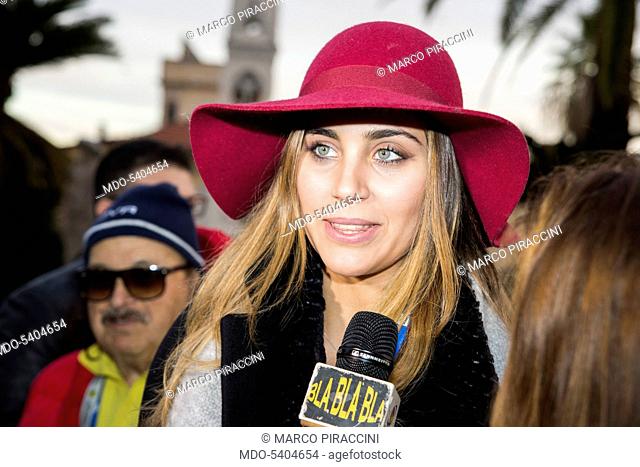 Rachele Risaliti, model and Miss Italia 2016 winner, at 67Â° Sanremo Music Festival. Sanremo, February 7, 2017