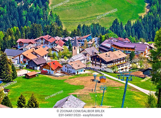 Alpine village of Antermoia in Val Badia, South Tyrol, Alps of Italy