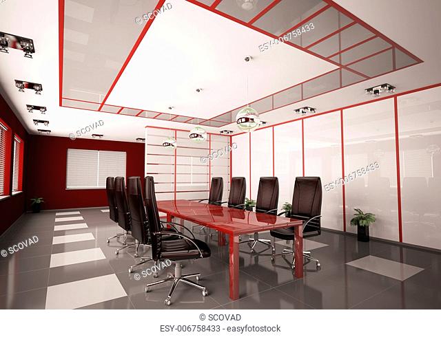 Modern boardroom interior 3d render