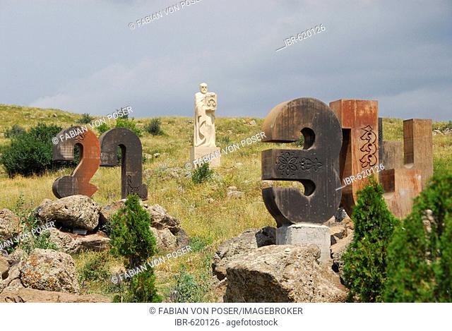 Memorial for Mesrop Maschtots' (inventor of the armenian alphabet) at the bottom of Aragaz mountain, near Bjurakan, Armenia