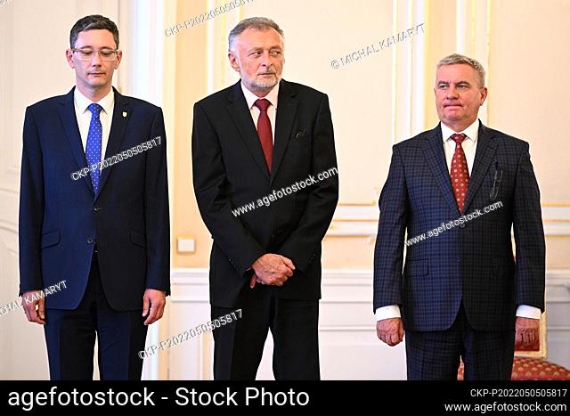 President Milos Zeman (not seen) presented the Golden Lifesaving Crosses for 2021 at Prague Castle, Czech Republic, on May 5, 2022
