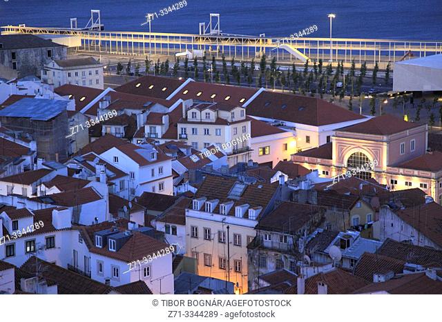 Portugal, Lisbon, Alfama, skyline, general view, night,