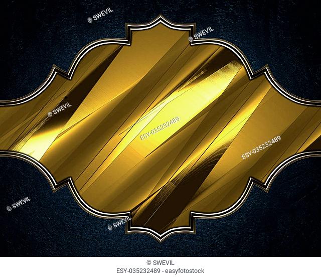 Blue background with a gold nameplate for the letter. Design template. Design site