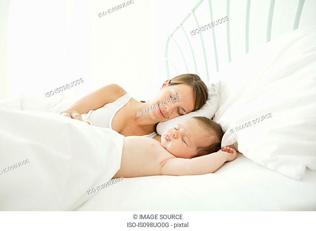 Mother and baby sleeping