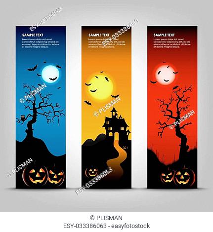 Halloween night banner with pumpkins template vector eps 10