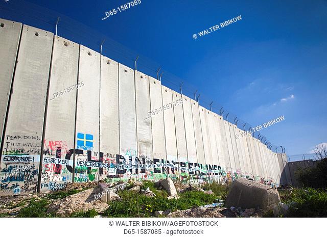 Israel, West Bank, Bethlehem, Israeli-built West Bank Wall surrounding Bethlehem