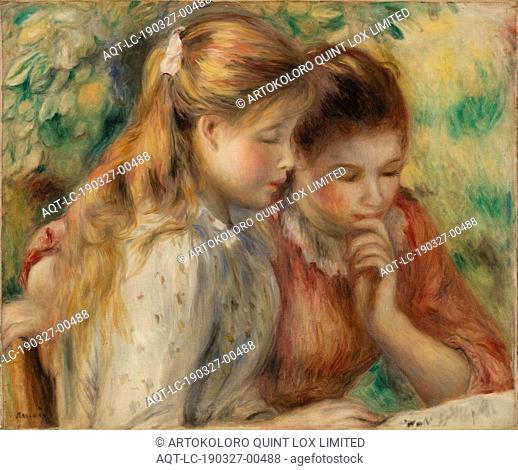 Pierre-Auguste Renoir: Reading (La Lecture), Pierre-Auguste Renoir, c. 1891, Oil on canvas, Overall: 18 1/8 x 22 1/16 in. (46 x 56 cm)
