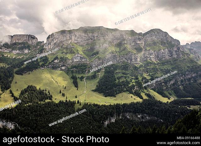 Appenzellerland, Switzerland, Alps, mountains, Hüser, Furgglenfirst, Saxer Gap, Kamor, clouds