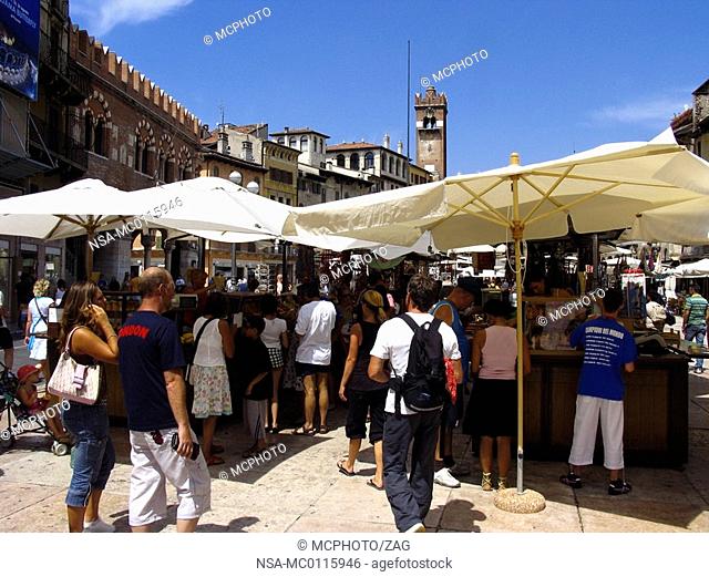 Market on the Piazza Indipendenza, Verona, Italy