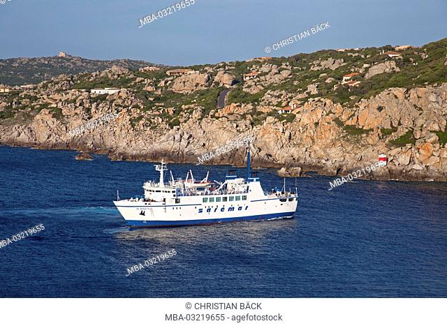 Ferryboat, coast, Torre Longosardo, Santa Teresa di Gallura, Sardinia, Italy