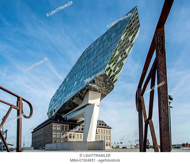 Nieuw Havenhuis (New Harbour House), one of the final projects of architect Zaha Hadid, Antwerp (Antwerpen), Flanders, Belgium, Europe