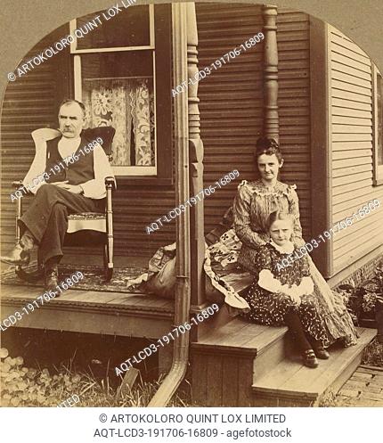 Family posed on front porch of house, H.E. Dickerson (American, active 1870s), about 1875, Albumen silver print