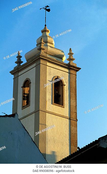 Bell tower of Our Lady of the Conception church at sunset, 1782, Albufeira, Algarve. Portugal, 18th century