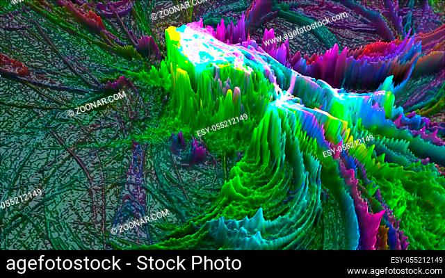 Bright topographic modern 3d surface, 3d rendering, computer generating background