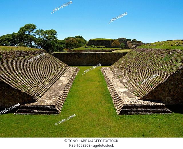 Ball game court. Monte Albán. Zapotec archeological site. Oaxaca. Mexico