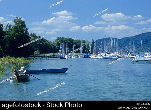 Boats in the harbour, Dingelsdorf, Lake Constance, Baden-Württemberg, Germany, Europe