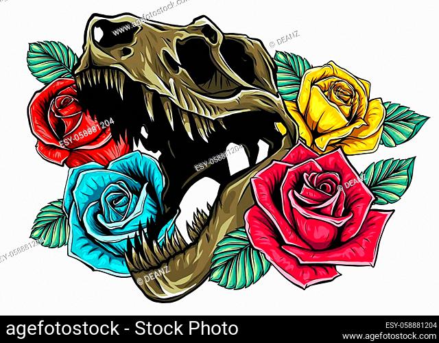 Tyrannosaurus Skull Vector illustration Tattoo