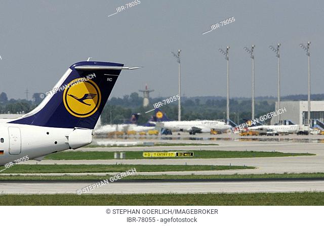 Munich, GER, 11. Aug. 2005 - A part of a Lufthansa aircraft at Munich Airport