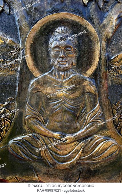 Chua Thien Lam Go buddhist pagoda. Buddha's asceticism. The future Buddha made the great struggle and his body became emaciated. Thay Ninh. Vietnam