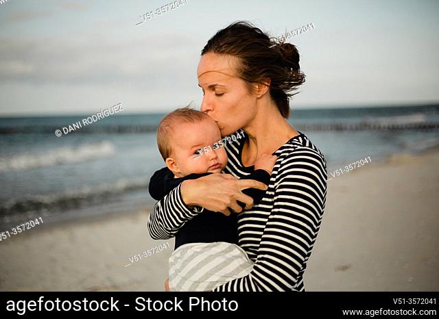 Mother and son at the beach