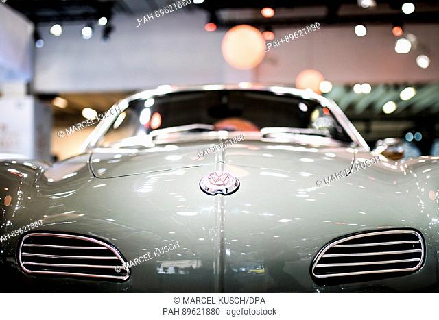 A Volkswagen Karmann-Ghia from 1968 can be seen at the Techno Classica for ""Oldtimers"" and ""Youngtimers"" in Essen, Germany, 5 April 2017