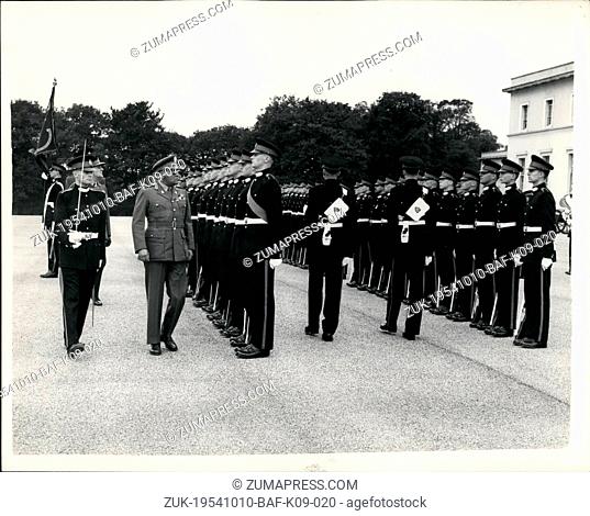 Oct. 10, 1954 - C.IN C. Nepal Visits Sandhurst Military College. Inspects Senior Cadets: General Sir Kiran Shamsher Jung Bahadur Rana K.B.E