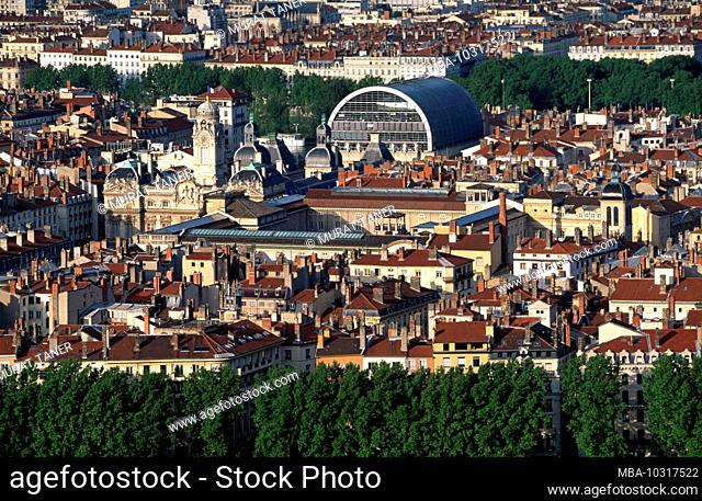 Overview of the city of Lyon, France, Auvergne-Rhone-Alpes
