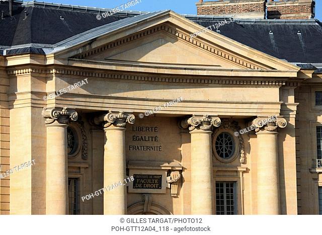 france, region ile de france, paris 5e arrondissement, place du pantheon n12, faculte de droit, ecole, universite de paris, fronton, colonnes