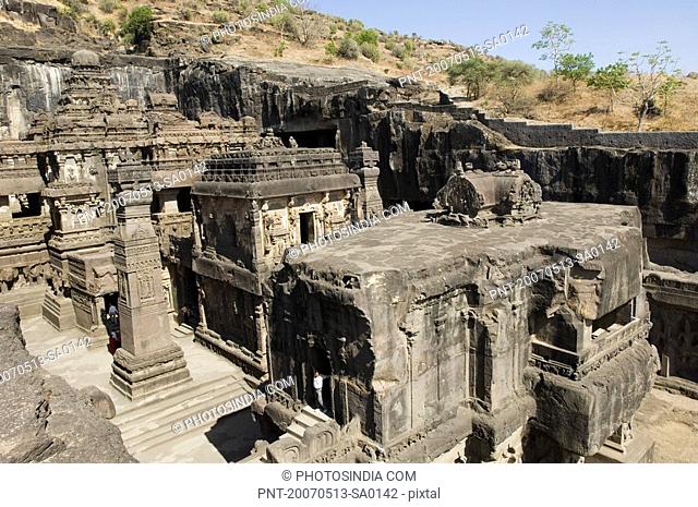 Old ruins of a building, Kailash Temple, Ellora, Aurangabad, Maharashtra, India