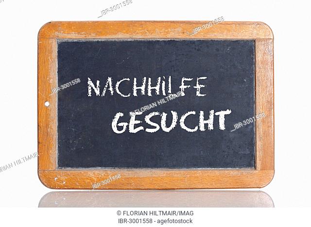 Old school blackboard with the words NACHHILFE GESUCHT, German for Tutor wanted