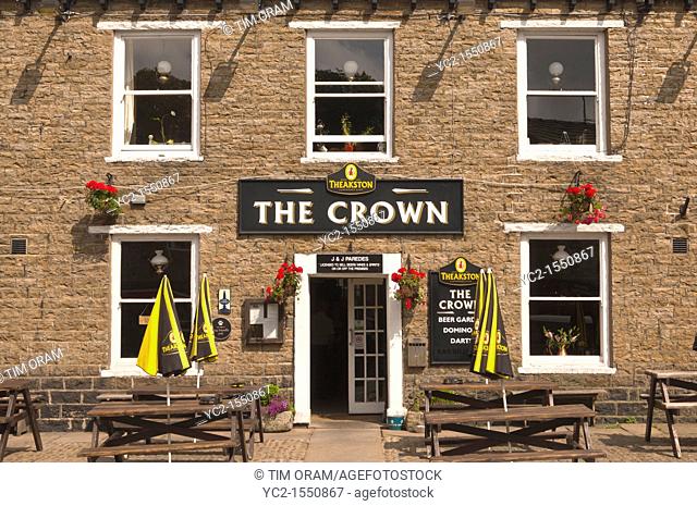 The Crown pub in Hawes in Wensleydale in North Yorkshire , England , Britain , Uk