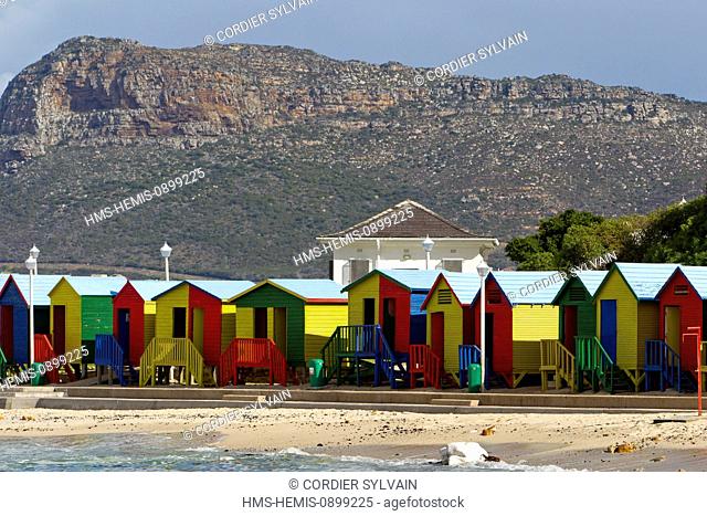 South Africa, Western Cape, Cape Peninsula, False Bay, Muizenberg, St James beach cabins