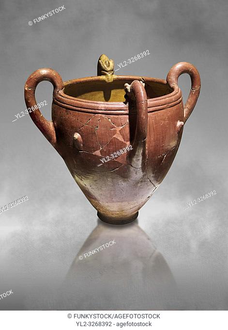 Bronze Age Anatolian four handled terra cotta vase with reliefs - 19th - 17th century BC - Kültepe Kanesh - Museum of Anatolian Civilisations, Ankara, Turkey