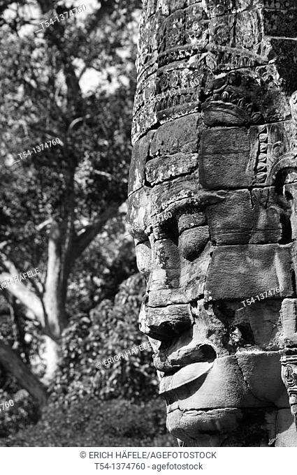 Face of the Lokeshvara at Bayon Temple in Angkor