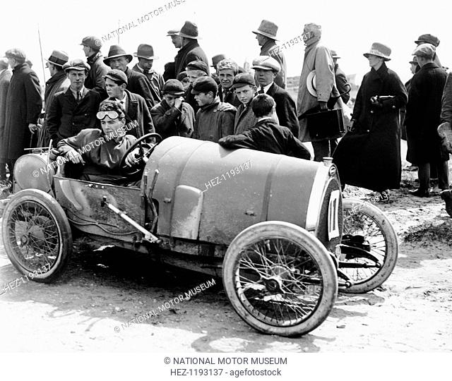 Raymond Mays in a Bugatti, Porthcawl Sands, Wales, (1920s?). He was a racing driver of the pre-war period, and played an important role in the creation of the...