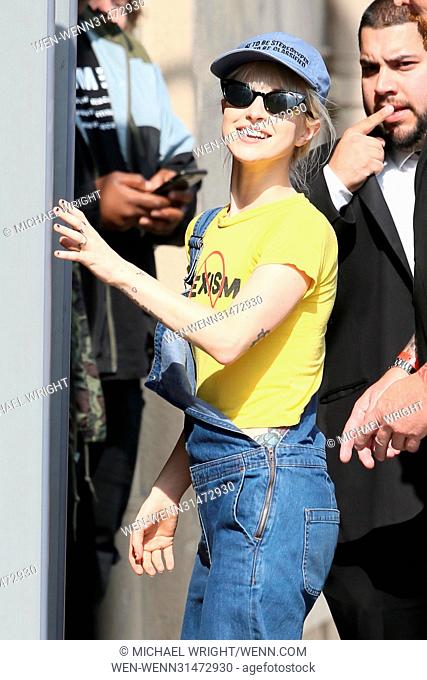 Hayley Williams of the band Paramore seen having a bit of fun at the ABC studios before her performance on Jimmy Kimmel Live! Featuring: Hayley Williams Where:...