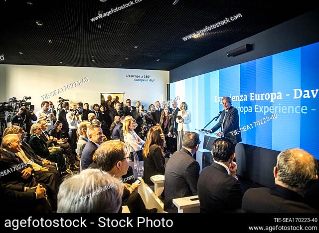 Paolo Gentiloni during inauguration of the European Experience interactive space dedicated to David Sassoli February 17, 2022 in Rome, Italy