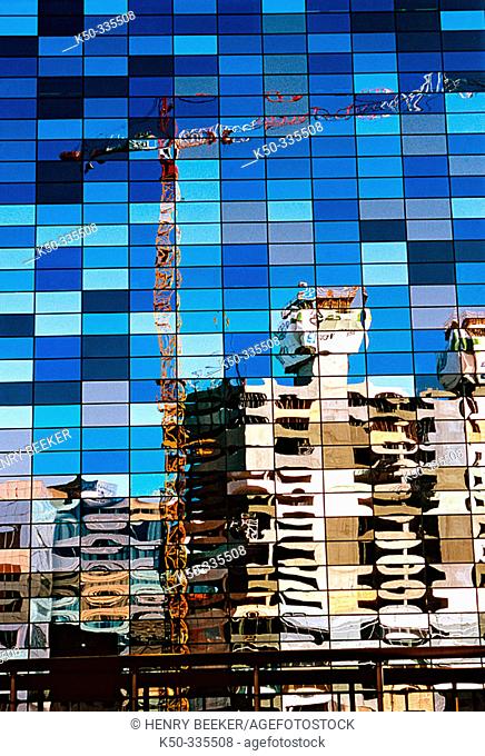 Reflection of office buildings under construction, Netherlands