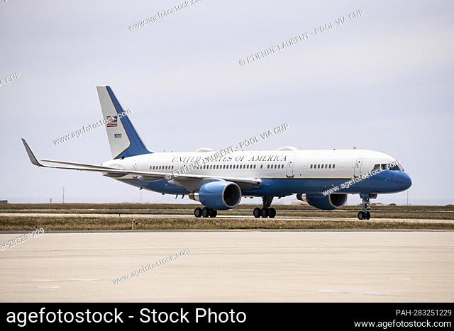 Air Force 2, with United States Vice President Kamala Harris aboard, lands as the VP visits the Vandenberg Space Force Base in Lompoc, California, USA