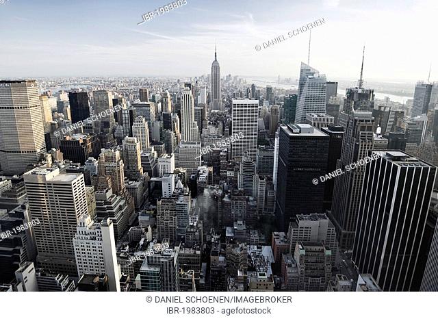 View from the Rockefeller Center with the Empire State Building, Manhattan, New York, USA