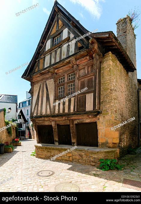 Quimperle, Finistere / France - 24 August 2019: the historic old town of Quimperle in southern Brittany