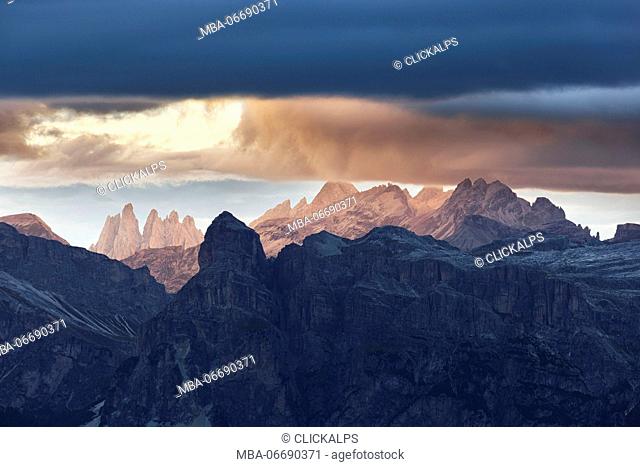 The Puez and Odle silhouette , Western Dolomites, South Tyrol, Bolzano, Italy